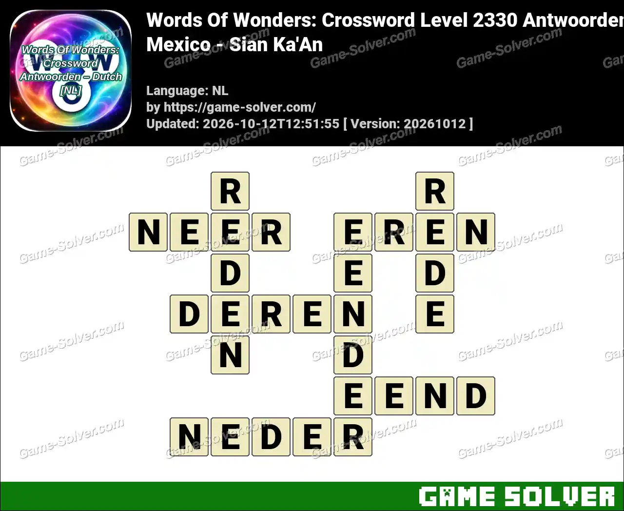 Words Of Wonders: Crossword Level 2330 Antwoorden – Mexico – Sian Ka’An